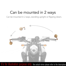 2.5 Inch round CNC aluminum convex bar end mirror titanium gold left hand for 7/8 Inch handlebars