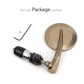 2.5 Inch round CNC aluminum convex bar end mirror titanium gold left hand for 7/8 Inch handlebars