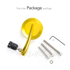 2.5 Inch round CNC aluminum convex bar end mirror yellow gold left hand for Triumph air-cooled