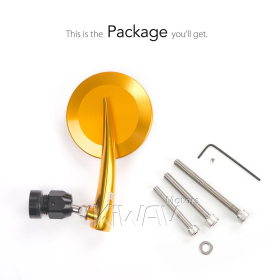 2.5 Inch round CNC aluminum convex bar end mirror orange gold left hand for Triumph air-cooled