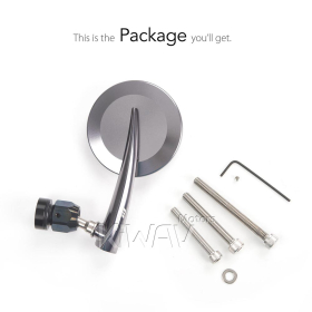 2.5 Inch round CNC aluminum convex bar end mirror dark gray left hand for Triumph air-cooled