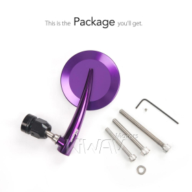 2.5 Inch round CNC aluminum convex bar end mirror purple left hand for Triumph air-cooled