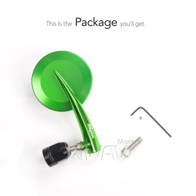 2.5 Inch round CNC aluminum convex bar end mirror green left hand for Moto Guzzi