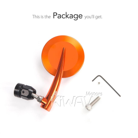 2.5 Inch round CNC aluminum convex bar end mirror orange left hand for Moto Guzzi