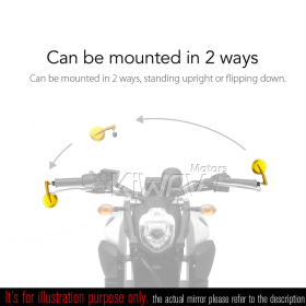2.5 Inch round CNC aluminum convex bar end mirror yellow gold left hand for Moto Guzzi