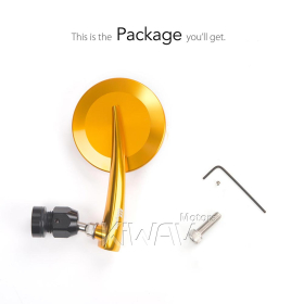 2.5 Inch round CNC aluminum convex bar end mirror orange gold left hand for Moto Guzzi
