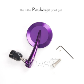 2.5 Inch round CNC aluminum convex bar end mirror purple left hand for Moto Guzzi