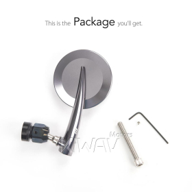 2.5 Inch round CNC aluminum convex bar end mirror dark gray left hand for M6 threaded handlebars