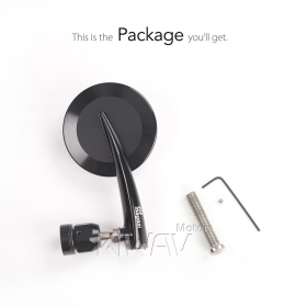 2.5 Inch round CNC aluminum convex bar end mirror black left hand for M8 threaded handlebars