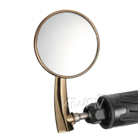 2.5 Inch round CNC aluminum convex bar end mirror titanium gold left hand for M8 threaded handlebars