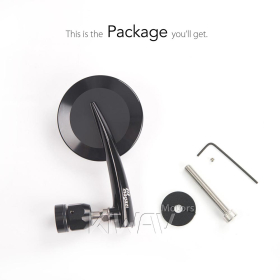 2.5 Inch round CNC aluminum convex bar end mirror black left hand for Royal Enfield