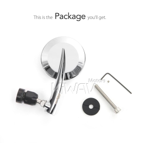 2.5 Inch round CNC aluminum convex bar end mirror chrome left hand for Royal Enfield