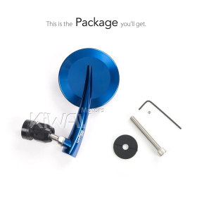 2.5 Inch round CNC aluminum convex bar end mirror blue left hand for Royal Enfield