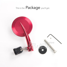 2.5 Inch round CNC aluminum convex bar end mirror red left hand for Royal Enfield