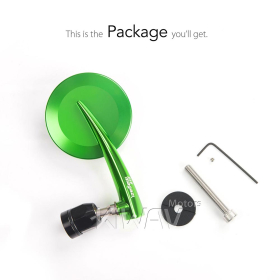 2.5 Inch round CNC aluminum convex bar end mirror green left hand for Royal Enfield