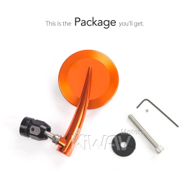 2.5 Inch round CNC aluminum convex bar end mirror orange left hand for Royal Enfield
