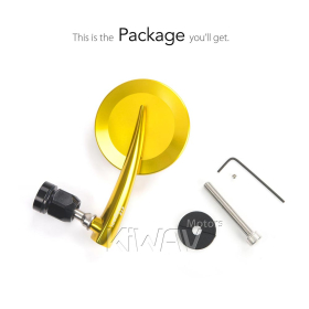2.5 Inch round CNC aluminum convex bar end mirror yellow gold left hand for Royal Enfield