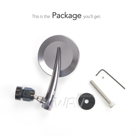 2.5 Inch round CNC aluminum convex bar end mirror dark gray left hand for Royal Enfield