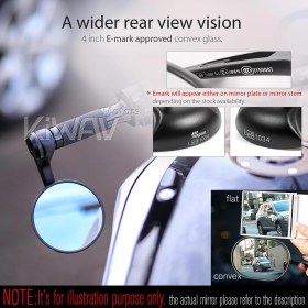 Retro black bar end mirrors for 7/8, 1 Inch handlebars clamp-on type