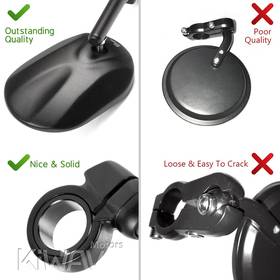Stark black bar end mirrors for 7/8, 1 Inch handlebars clamp-on type