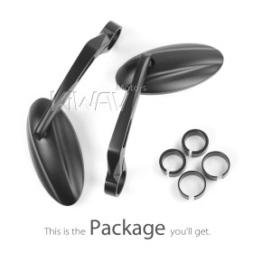 Ultra black bar end mirrors for 7/8, 1 Inch handlebars clamp-on type