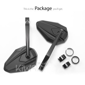 4Rizz black bar end mirrors for 7/8, 1 Inch handlebars clamp-on type