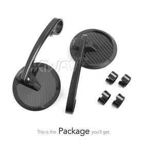 Mamba glossy carbon bar end mirrors for 7/8, 1 Inch handlebars clamp-on type