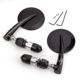 2.5Inch round bar end mirrors black (a pair) 65N