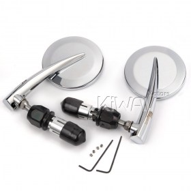 65N round bar end mirrors chrome (a pair)