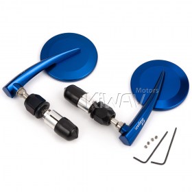 65N round bar end mirrors blue (a pair)