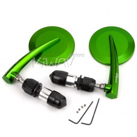 65N round bar end mirrors green (a pair)