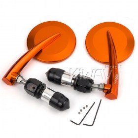 65N round bar end mirrors orange (a pair)