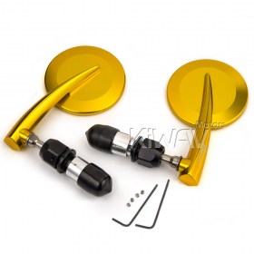 65N round bar end mirrors yellow gold (a pair)