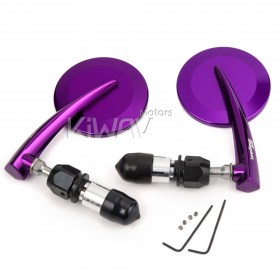 65N round bar end mirrors purple (a pair)