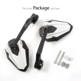 4Rizz white heavy weight bar end mirrors compatible with BMW M12 threaded handlebar