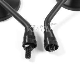 Eclipse black steel short stem mirrors for 8mm scooters and motorcycles