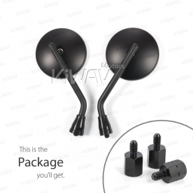 Eclipse black steel short stem mirrors for 8mm scooters and motorcycles