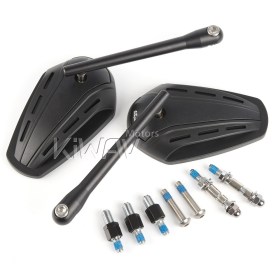Zipper black mirrors compatible with M10 metric bike & Harley Davidson