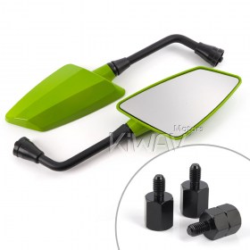 Hawk green mirrors for 8mm scooters and motorcycles