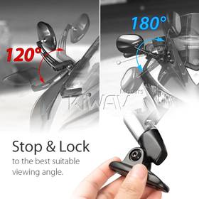Stark chrome fairing mount mirrors w/ black adapter