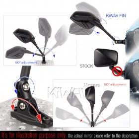 Fin silver fairing mount mirrors for sportsbike