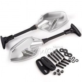 Fin silver fairing mount mirrors for sportsbike