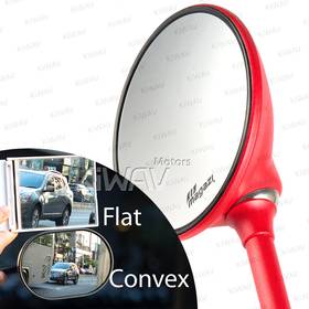 Roundie red mirrors compatible with M10 metric bike & Harley Davidson
