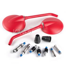 Roundie red mirrors compatible with M10 metric bike & Harley Davidson