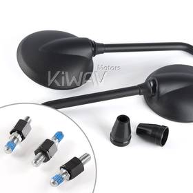 Roundie black mirrors for 8mm scooters and motorcycles