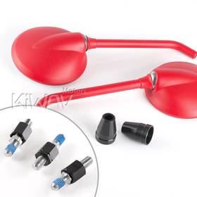 Roundie red mirrors for 8mm scooters and motorcycles