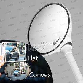 Roundie white mirrors for 8mm scooters and motorcycles