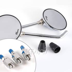 Roundie chrome mirrors for 8mm scooters and motorcycles