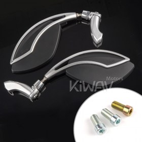 Orca silver & black mirrors for M10 metric bike