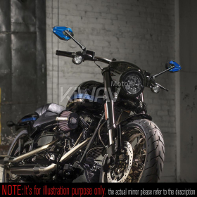 ViperII all blue mirrors for M10 metric bike & Harley Davidson